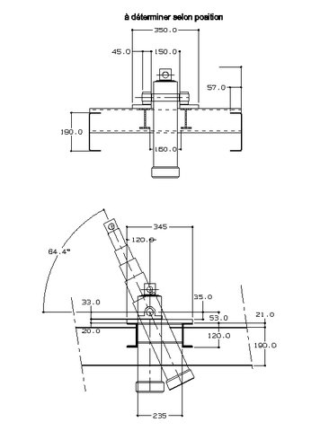 dessin fixation du vérin position repos et travail